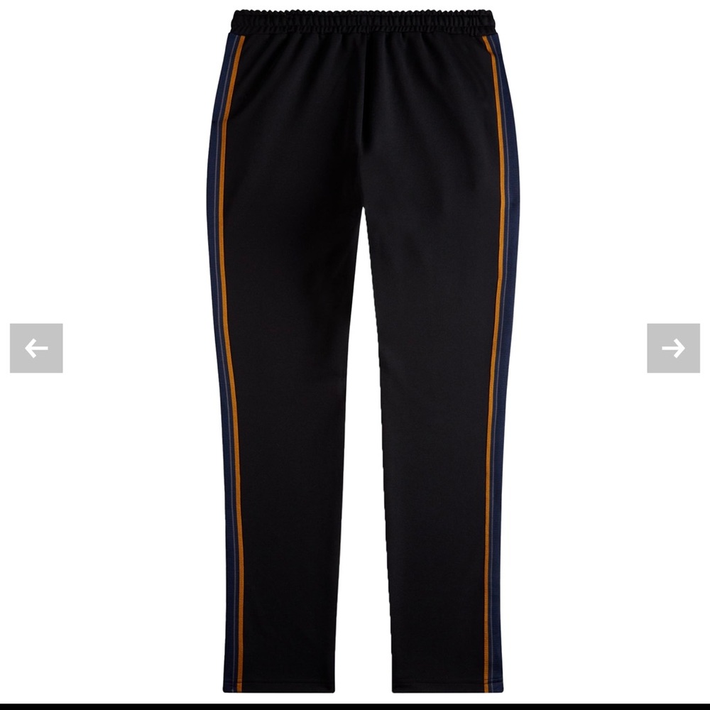 Fred Perry Black, Tan & Blue Striped Tape Track Pants, Size Medium